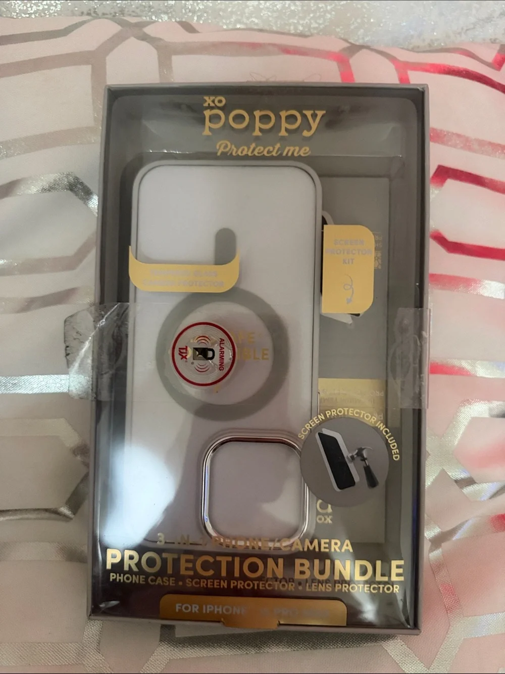 Poppy Protect Me White Phone Case & Lens Protection Bundle